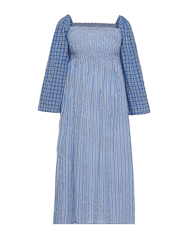 BAUM UND PFERDGARTEN Vestito midi Azzurro 99% Cotone, 1% Elastan