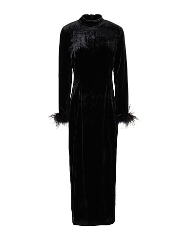 8 by YOOX Long dress VELVET MIDI DRESS
 Black 72% Viscose, 20% Polyamide, 8% Elastane