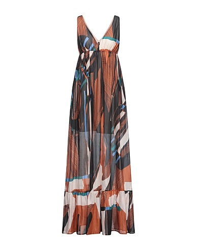 MANILA GRACE Long dress Chocolate brown 100% Cotton