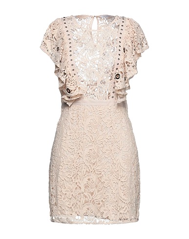 PATRIZIA PEPE Short dress Beige 100% Cotton, Metal