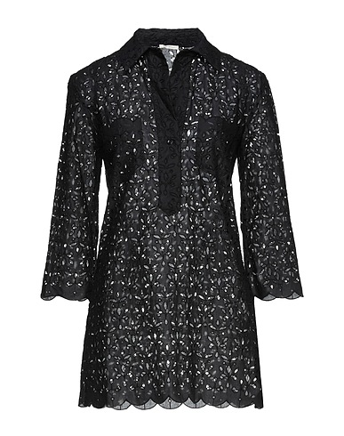 TRUE ROYAL Shirt dress Black 100% Cotton