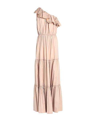 FEDERICA TOSI Vestito lungo Nocciola 76% Cotone, 24% Seta