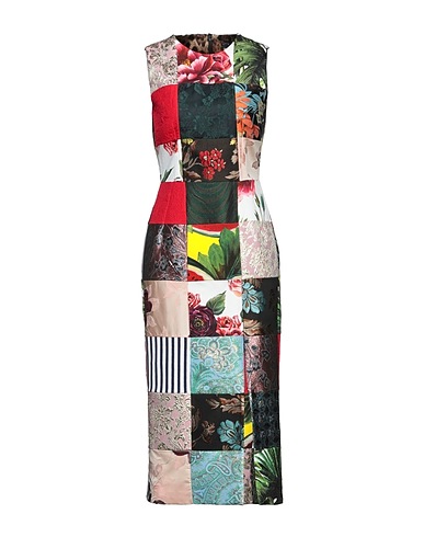 DOLCE&GABBANA Midi dress Black 42% Polyester, 32% Cotton, 11% Viscose, 8% Synthetic fibers, 7% Acetate