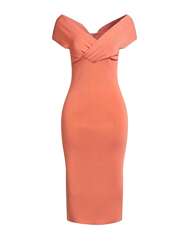 ELISABETTA FRANCHI Midi dress Salmon pink 77% Viscose, 23% Polyester