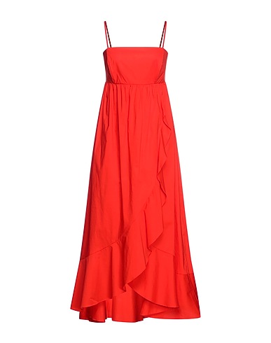 TWINSET Midi dress Red 96% Cotton, 4% Elastane