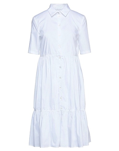 PATRIZIA PEPE Midi dress White 79% Cotton, 18% Polyamide, 3% Elastane