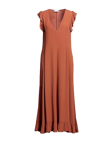 BEATRICE .B Long dress Brown 65% Acetate, 35% Silk