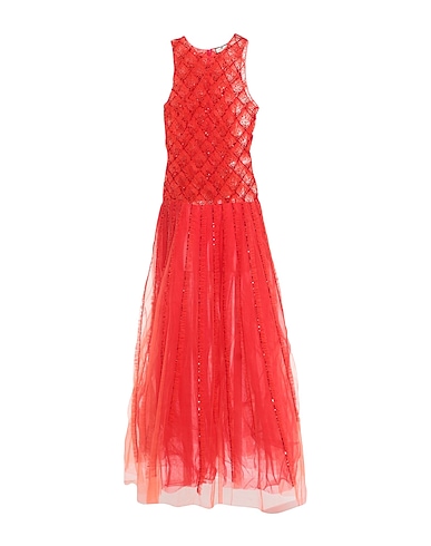ELISABETTA FRANCHI Long dress Orange 100% Polyamide, Glass, Plastic