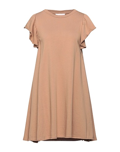 SUN 68 Short dress Light brown 100% Cotton