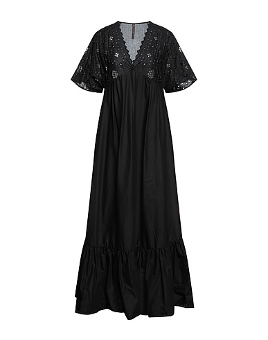 MANILA GRACE Vestito lungo Nero 100% Cotone