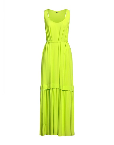 TWINSET Long dress Lime green 95% Viscose, 5% Elastane