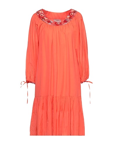 TWINSET Midi dress Coral 50% Cotton, 50% Viscose, Polyester