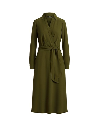 LAUREN RALPH LAUREN Midi dress SURPLICE GEORGETTE MIDI DRESS
 Military green 100% Polyester