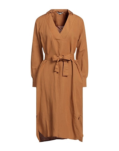 ALPHA STUDIO Midi dress Camel 55% Linen, 45% Viscose