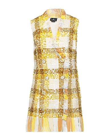 ELISABETTA FRANCHI Blazer dress Yellow 80% Polyester, 20% Viscose, Plastic