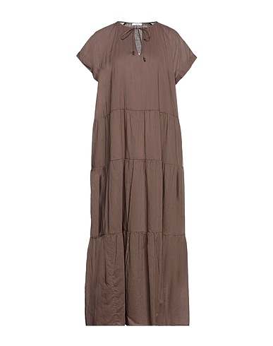 PESERICO Long dress Brown 100% Cotton