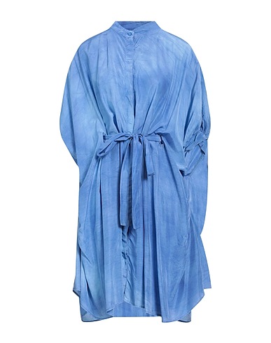 DONDUP Shirt dress Blue 53% Viscose, 40% Modal, 7% Silk