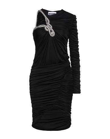 MOSCHINO One-shoulder dress Black 100% Viscose, Synthetic fibers, Glass, Metal
