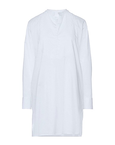 MERCI ITALIA Shirt dress White 75% Cotton, 22% Polyamide, 3% Elastane