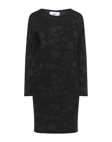 EVEN IF Short dress Black 55% Viscose, 24% Polyamide, 18% Wool, 3% Cashmere