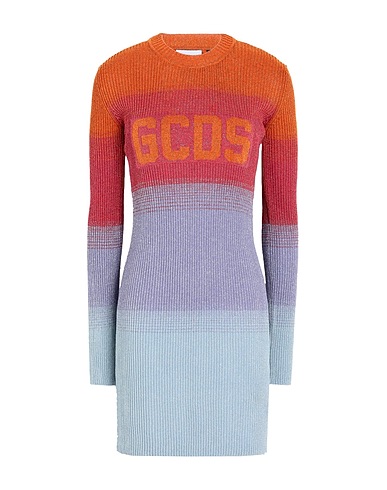 GCDS Sheath dress Red 70% Viscose, 15% Metallic fiber, 15% Polyester
