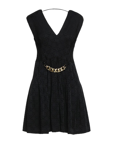 SANDRO Short dress Black 100% Viscose, Mother-of-pearl