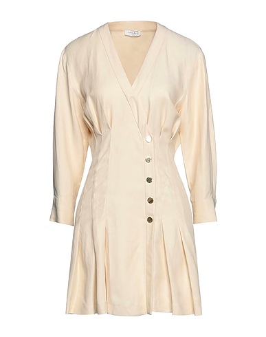 SANDRO Short dress Beige 67% Viscose, 33% Linen