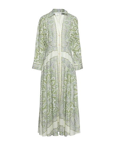 SANDRO Long dress Light green 53% Linen, 47% Cotton