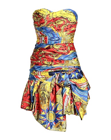 MOSCHINO Sheath dress Yellow 100% Silk, Polyamide