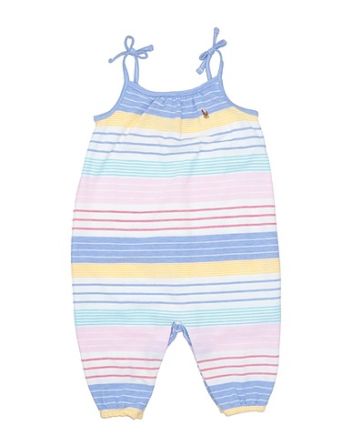 POLO RALPH LAUREN Baby jumpsuit Striped Cotton Mesh Romper
 White 100% Cotton
