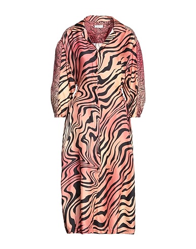 SANDRO Midi dress Pink 100% Silk, Mother-of-pearl