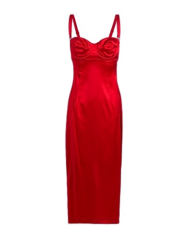 DOLCE&GABBANA Midi dress Brick 58% Silk, 17% Polyamide, 17% Cotton, 6% Viscose, 2% Elastane