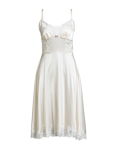 DOLCE&GABBANA Midi dress Ivory 58% Silk, 17% Polyamide, 17% Cotton, 6% Viscose, 2% Elastane