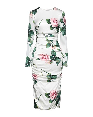 DOLCE&GABBANA Midi dress White 93% Silk, 7% Elastane