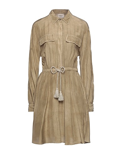 DONDUP Shirt dress Khaki 53% Viscose, 40% Modal, 7% Silk