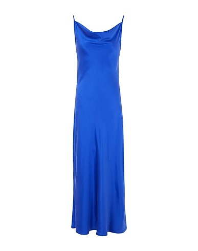 8 by YOOX Langes Kleid SILK COWL-NECK MIDI DRESS Blau 100% Seide