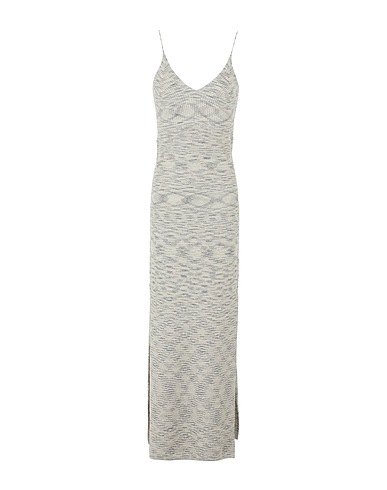 8 by YOOX Long dress KNIT JACQUARD SLIP LONG DRESS Light grey 54% Viscose, 21% Polyester, 12% Other Fibres, 11% Polyamide, 2% Elastane