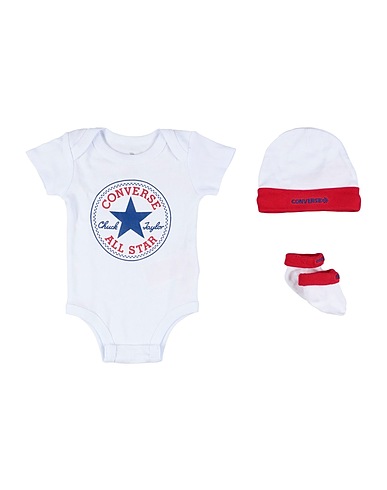 CONVERSE Set baby CLASSIC CTP INFANT HAT BODYSUI
 Bianco 100% Cotone