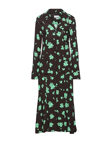 GANNI Midi dress Dark brown 50% EcoVero™ viscose, 50% Viscose