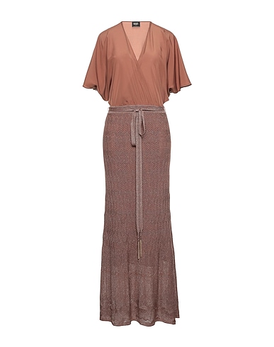 LIU •JO Long dress Brown 75% Viscose, 16% Polyester, 9% Metallic fiber