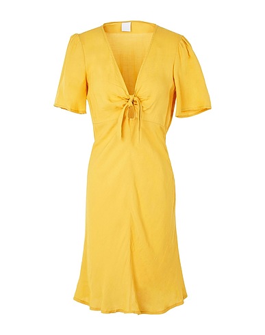 8 by YOOX Short dress VISCOSE-LINEN S/SLEEVE MINI DRESS
 Marigold 60% Viscose, 40% Linen