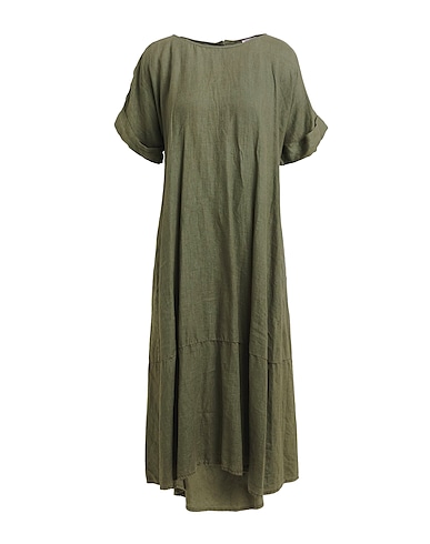 ROSSOPURO Midi dress Military green 100% Linen