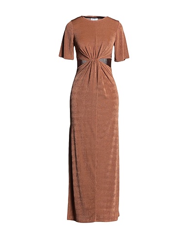 TOPSHOP Long dress Brown 97% Polyester, 3% Elastane
