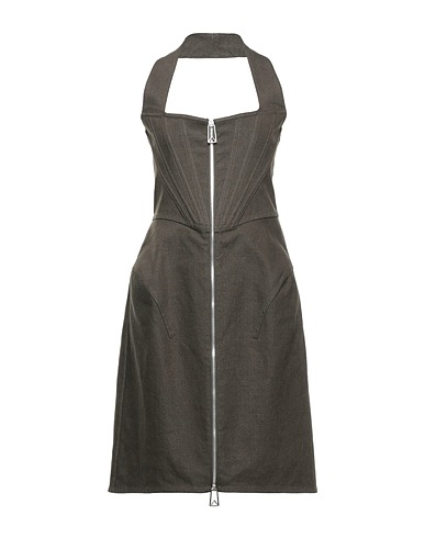 BOTTEGA VENETA Midi dress Military green 98% Linen, 2% Elastane