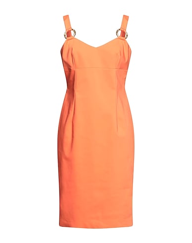CLIPS MORE Midi dress Orange 62% Cotton, 33% Polyester, 5% Elastane