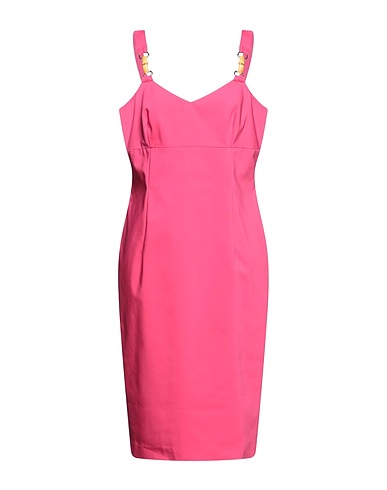 CLIPS MORE Midi dress Fuchsia 62% Cotton, 33% Polyester, 5% Elastane