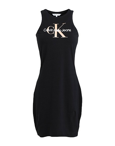 CALVIN KLEIN JEANS Sheath dress Black 94% Cotton, 6% Elastane