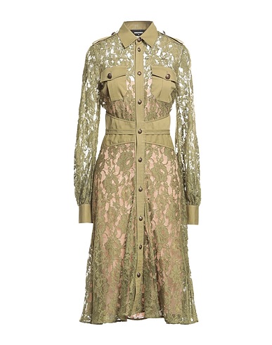 DSQUARED2 Midi dress Military green 87% Viscose, 13% Polyamide, Cotton, Polyester