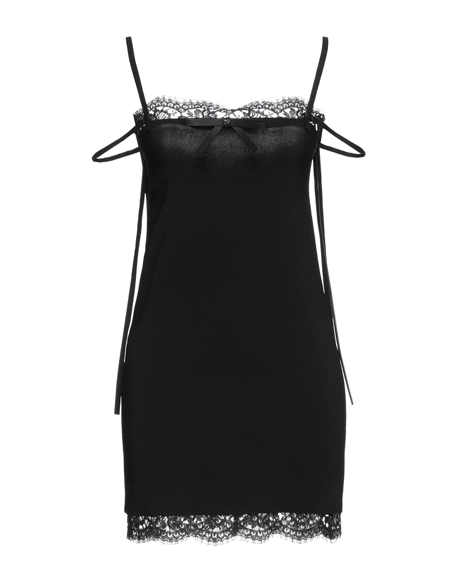 DSQUARED2 Short dress Black 95% Viscose, 5% Elastane, Cow leather, Cotton, Polyamide zoomed