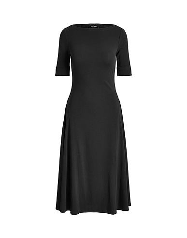 LAUREN RALPH LAUREN Midi dress STRETCH COTTON MIDI DRESS
 Black 94% Cotton, 6% Elastane